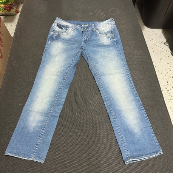 Blue Skinny Jeans with Gradient Fading - Picture 11 of 11